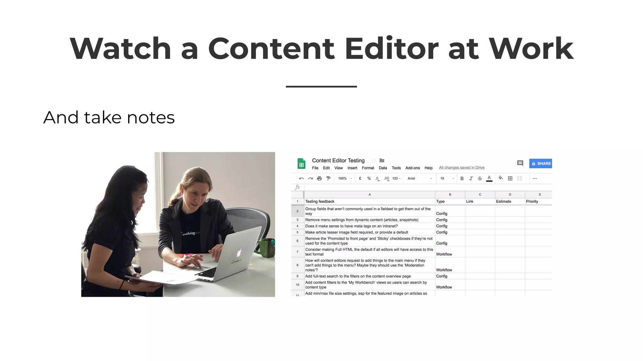 Watch a Content Editor at Work
And take notes
 