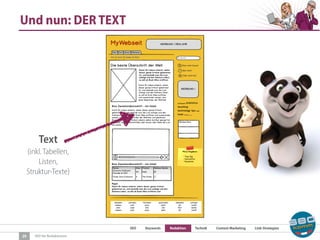 SEO Keywords Redaktion Technik Content Marketing Link-Strategien
SEO für Redaktionen
Und nun: DER TEXT
29
Text
(inkl. Tabe...
