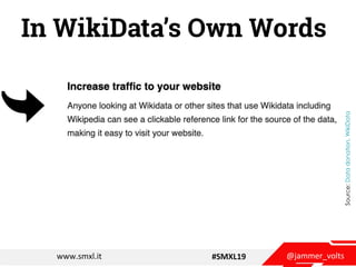 @jammer_voltswww.smxl.it #SMXL19
In WikiData’s Own Words
Source:Datadonation,WikiData
 