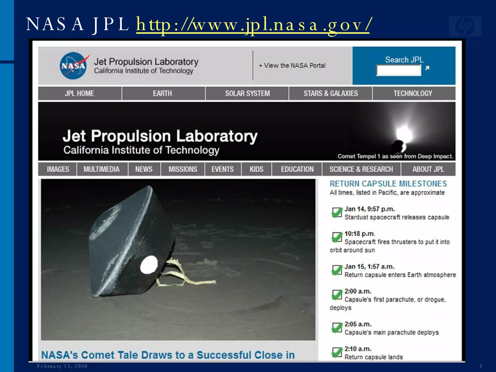 NASA JPL  http://www.jpl.nasa.gov/ June 1, 2009 