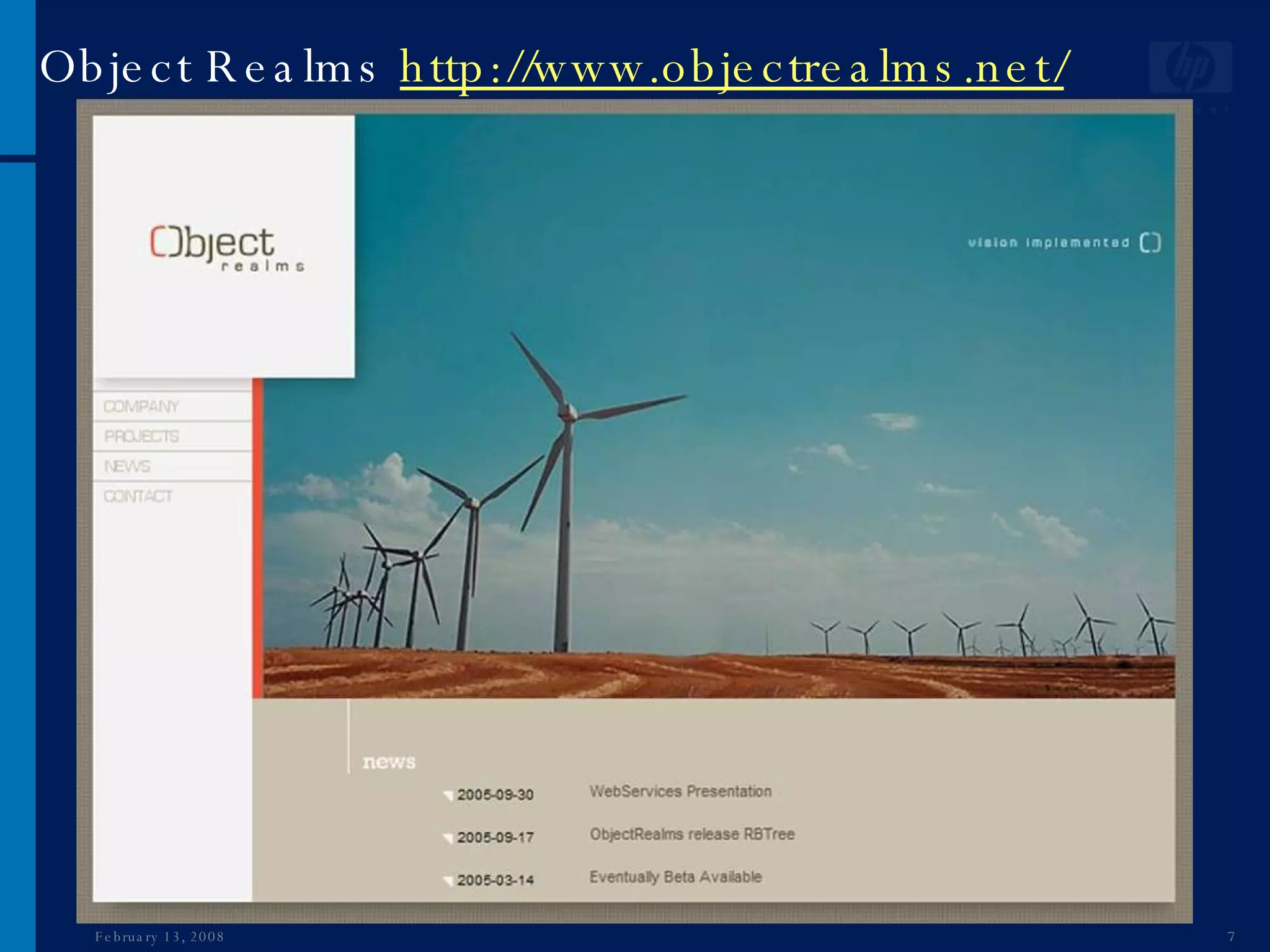 Object Realms  http://www.objectrealms.net/ June 1, 2009 
