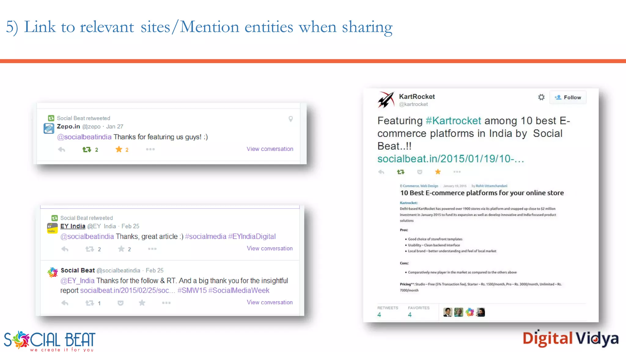 5) Link to relevant sites/Mention entities when sharing
 
