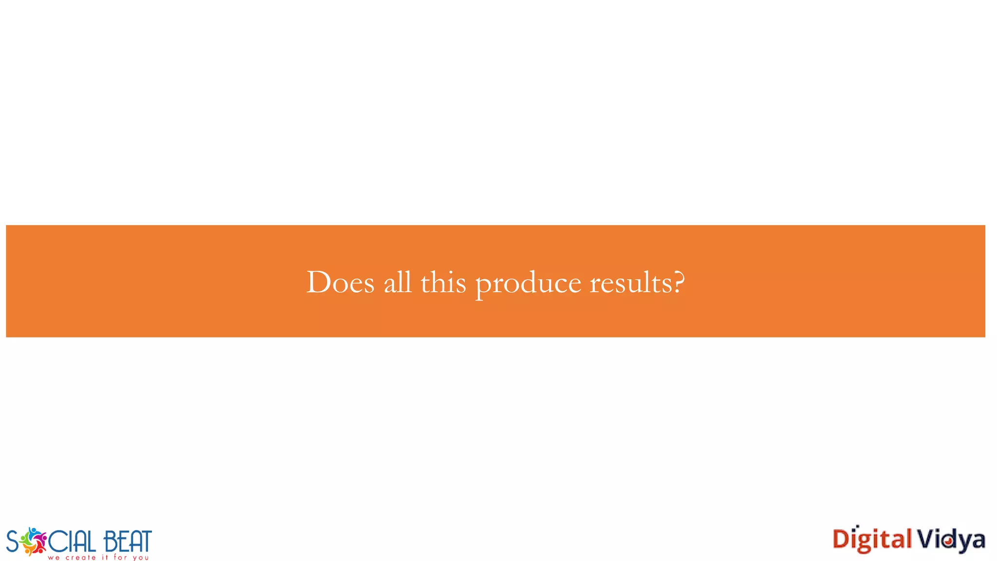 Does all this produce results?
 