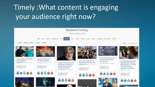 Timely :What content is engaging
your audience right now?
 