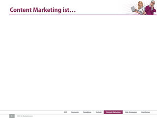 SEO Keywords Redaktion Technik Content Marketing Link-Strategien Link-Detox
SEO für Redaktionen
Content Marketing ist…
9
 