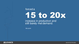 #CONTENTPROMO 
forced a 
15 to 20x 
increase in production and 
still barely met demand. 
Inc.com 
 