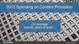2013 Spending on Content Promotion 
#CONTENTPROMO 
On average, 
brands spent at least… 
 
