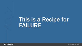 This is a Recipe for 
FAILURE 
#CONTENTPROMO 
 