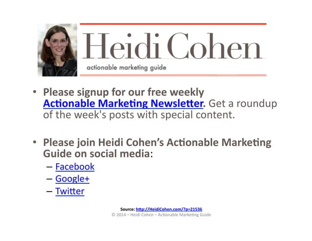 Content Quality Checklist By Heidi Cohen of Actionable Marketing Guide ...