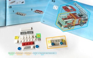 Bausteine → Stoßstange → Fahrerhaus → »LKW« → Feuerwehr oder Polizei oder ...
KOMPONENTEBAUSTEIN SEGMENT TYP OBJEKT
 