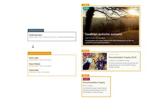 Inhalts-Bausteine
Rubrik | Bild | Titel | Untertitel | Termin | Location | Beschreibung
Teaser Large
Großes Bild | Titel | 4x Kurztext
Teaser Medium
Kleines Bild | Titel | 5x Kurztext
Teaser Small
Kein Bild | Titel | 4x Kurztext
Inhaltstyp (Events)
Unterschiedliche Darstellung
LARGE
MEDIUM
SMALL
 