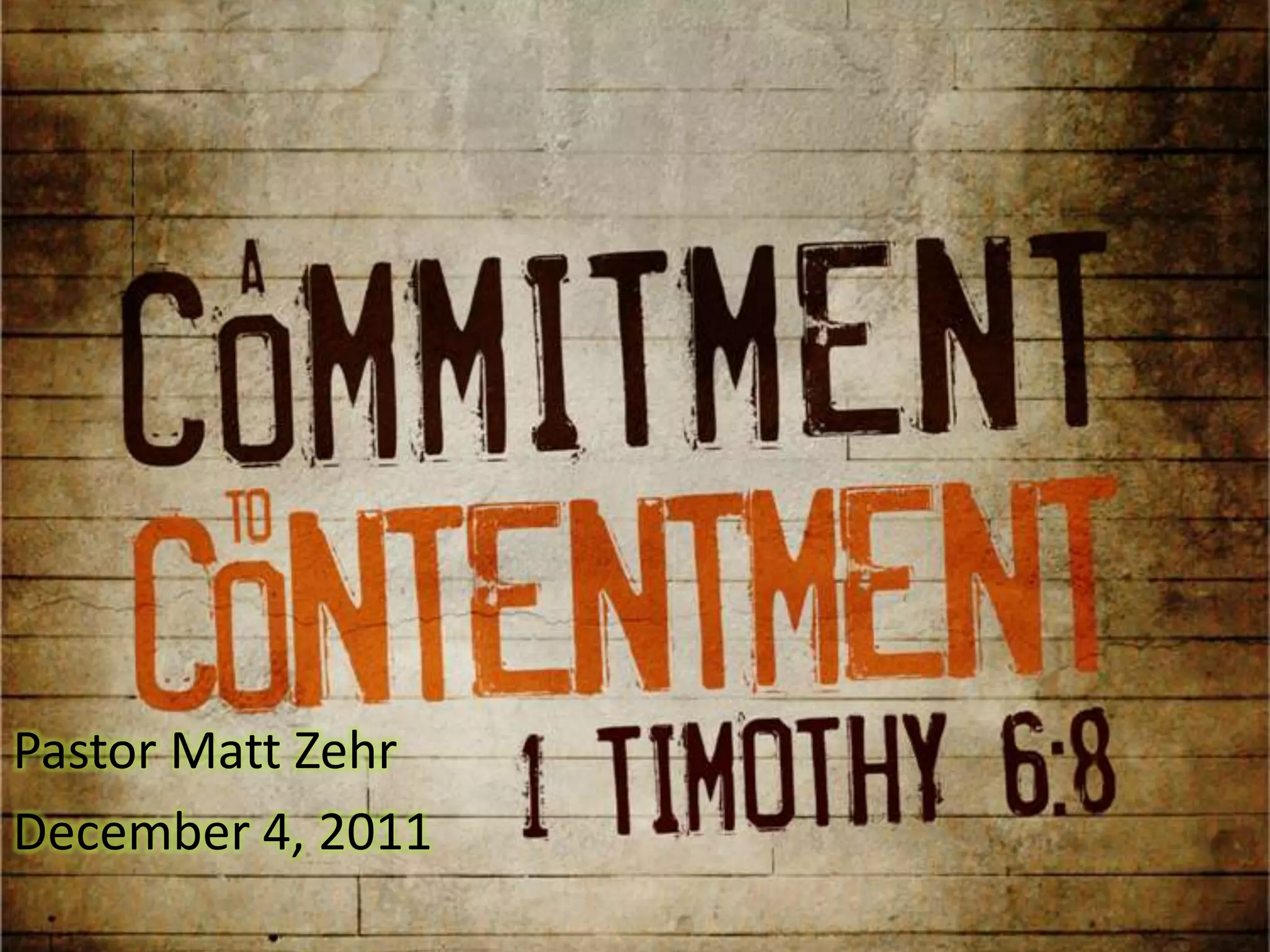 Pastor Matt Zehr
December 4, 2011
 