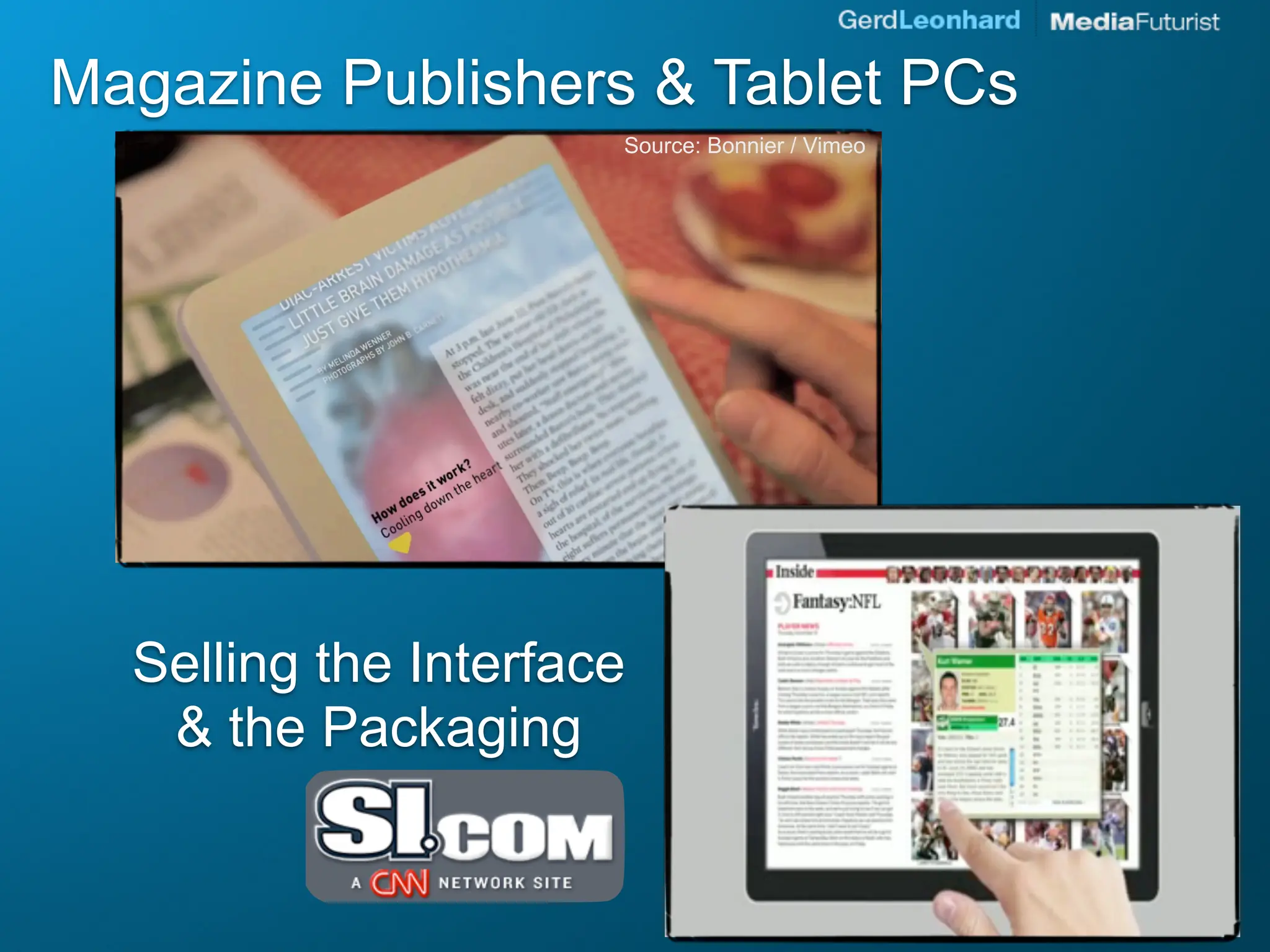Magazine Publishers & Tablet PCs
                      Source: Bonnier / Vimeo




  Selling the Interface
   & the Packaging
 