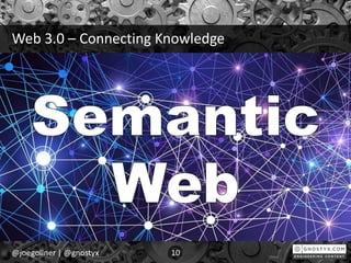 Web 3.0 – Connecting Knowledge
@joegollner | @gnostyx 10
 