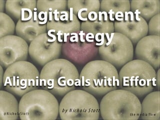 Digital Content
Strategy
b y N ich o la S to tt
Aligning Goals with Effort
th e m e d ia flo w@ N ic h o la S to tt
 