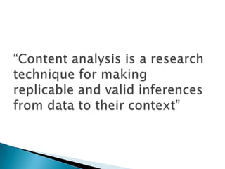 Content Analysis Sample Topic Content analysis | PPTX