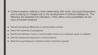 BERELSON BERNARD CONTENT ANALYSIS IN COMMUNICATION RESEARCH NEW YORK FREE PRESS 1952 visual data 3