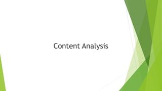Content Analysis
 