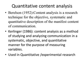 BERELSON 1952 CONTENT ANALYSIS IN COMMUNICATION RESEARCH PDF visual data 4