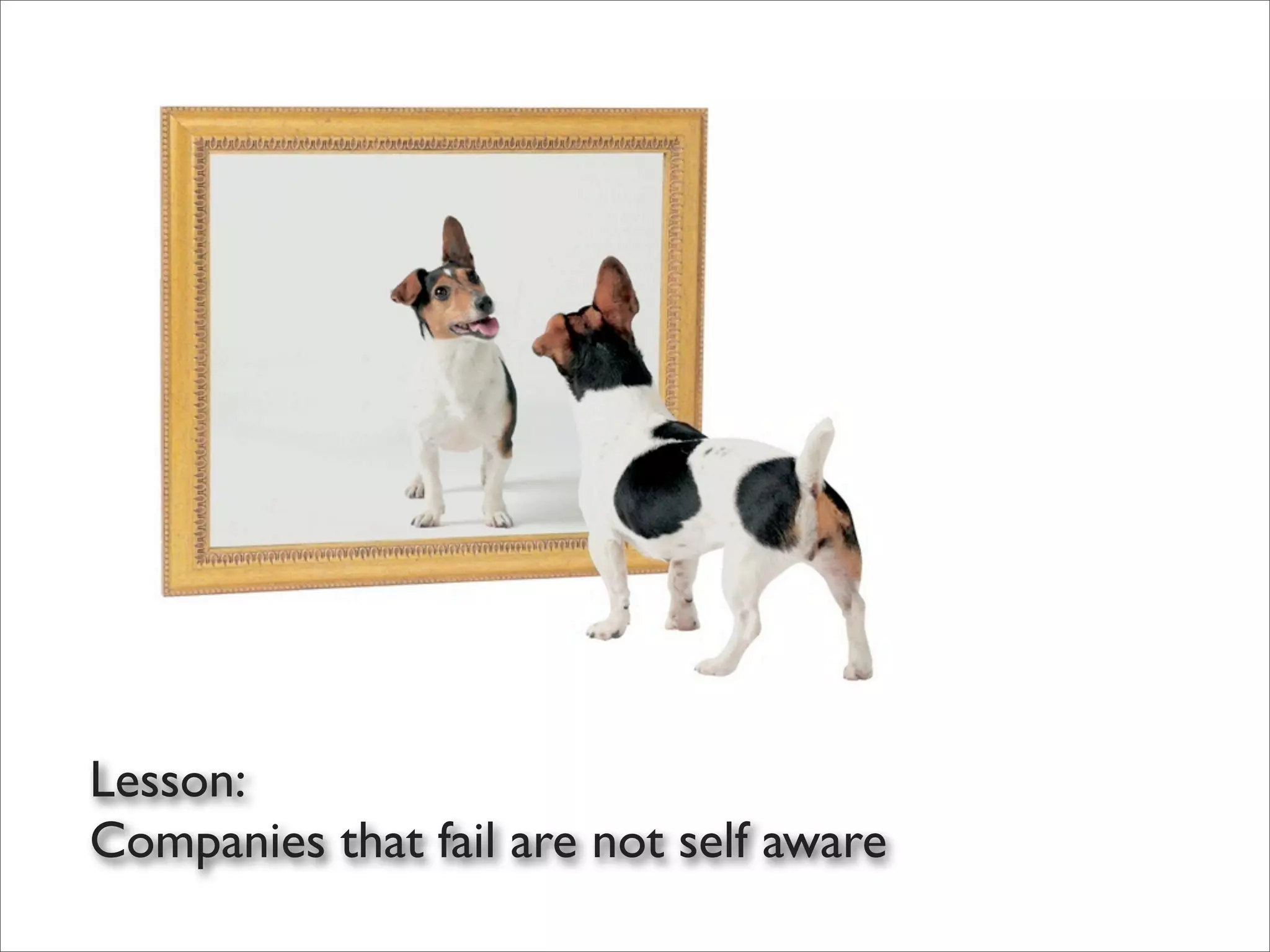 Lesson:
Companies that fail are not self aware
 