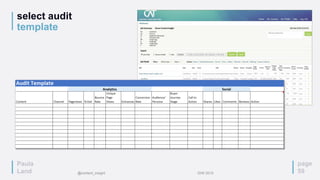 Paula
Land
select audit
template
page
59
Paula
Land @content_insight IDW 2015
 
