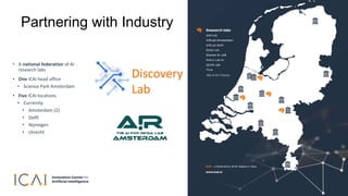 • A national federation of AI
research labs
• One ICAI head office
• Science Park Amsterdam
• Five ICAI locations
• Curren...
