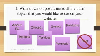 1. Write down on post it notes all the main
topics that you would like to see on your
website.
Shanta R. Nathwani - http:/...
