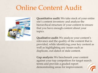 What is the Purpose of a
           Content Audit?
Content
   inventories
   and audits are
   essential
   weapons in the...