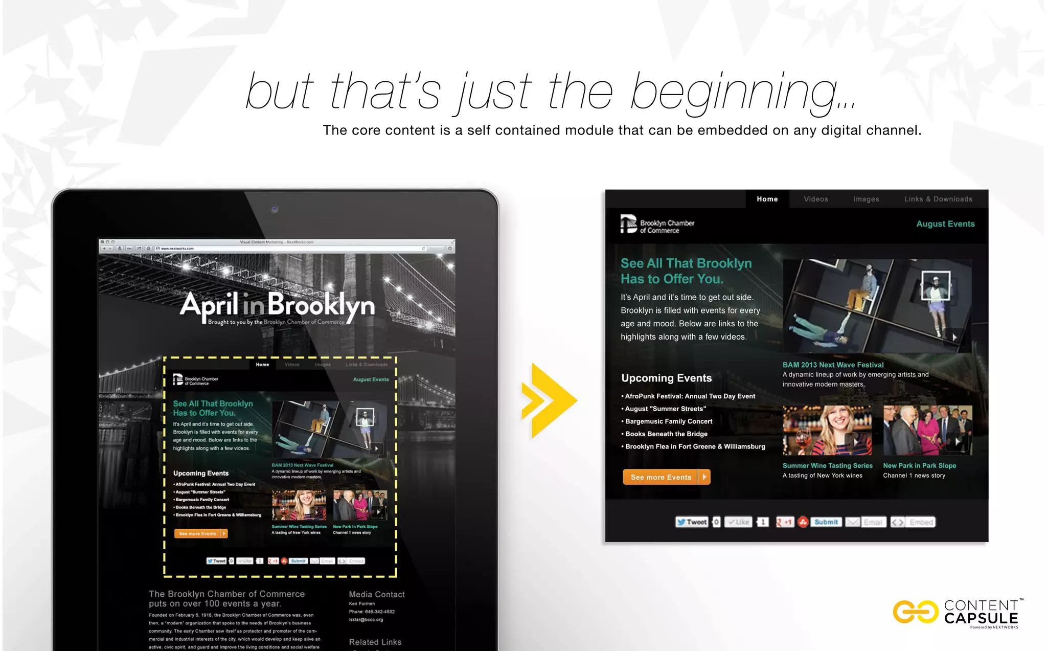 but that’s just the beginning...
The core content is a self contained module that can be embedded on any digital channel.
 