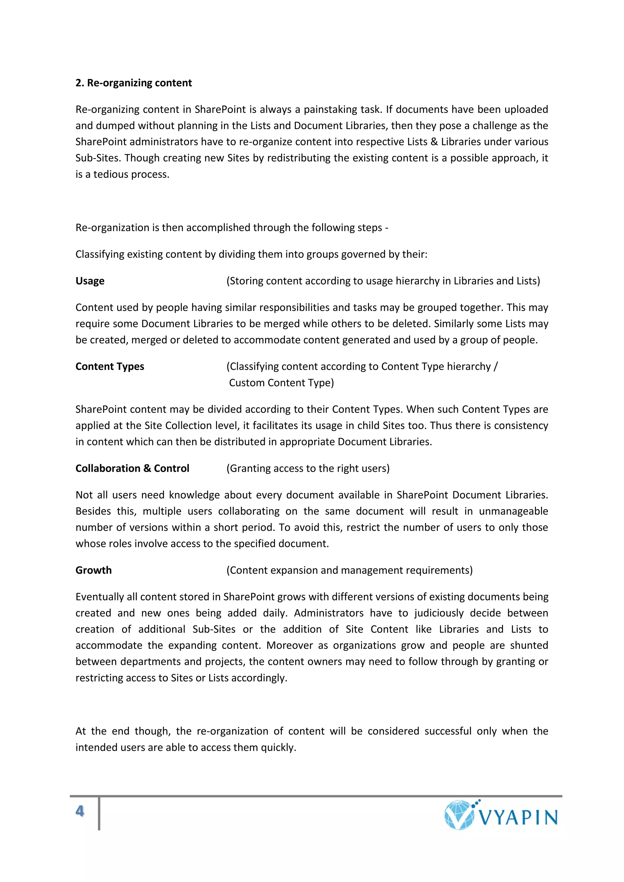 Content classification & organization in SharePoint | PDF