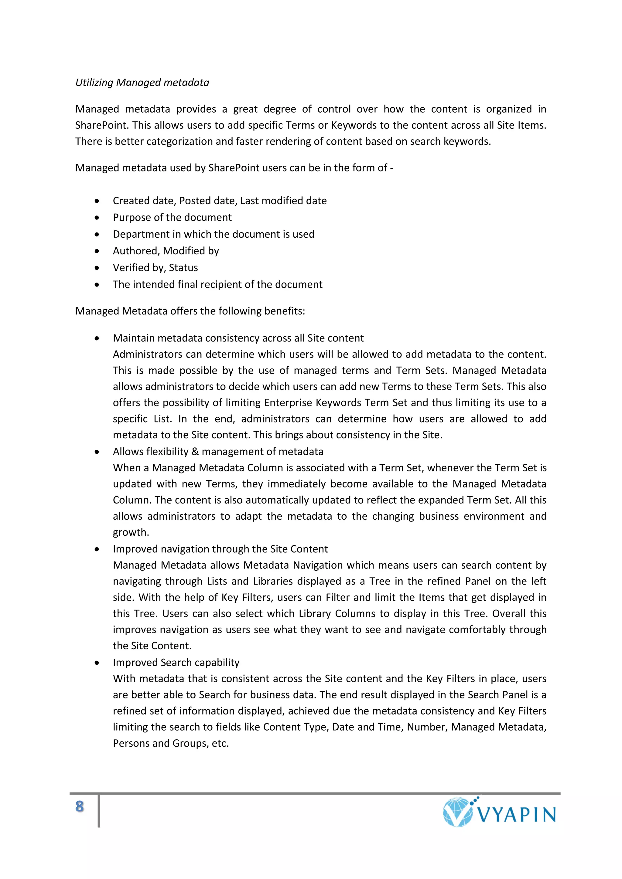 Content classification & organization in SharePoint | PDF