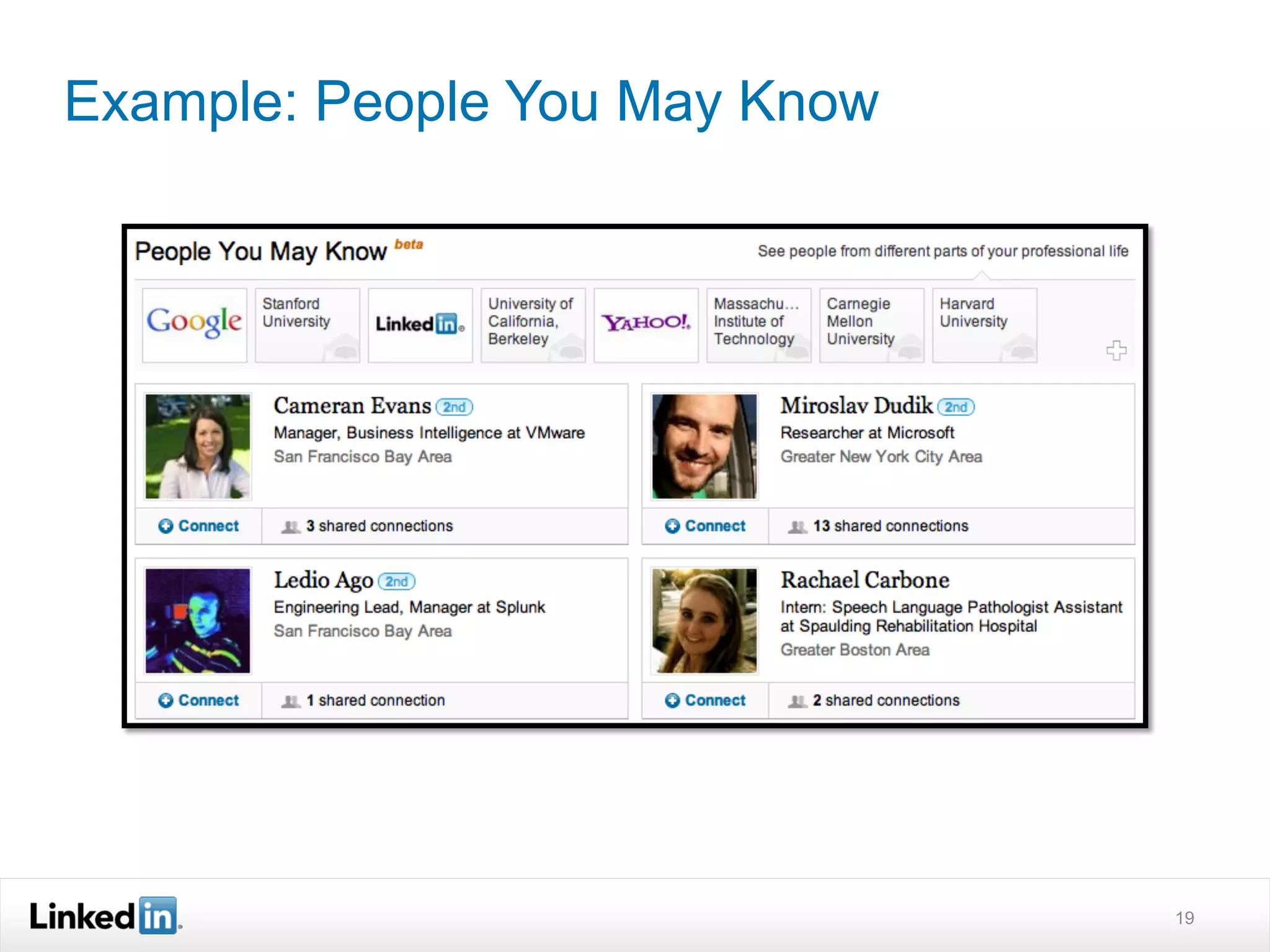 Example: People You May Know




                               19
 