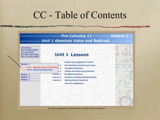 CC - Table of Contents
 