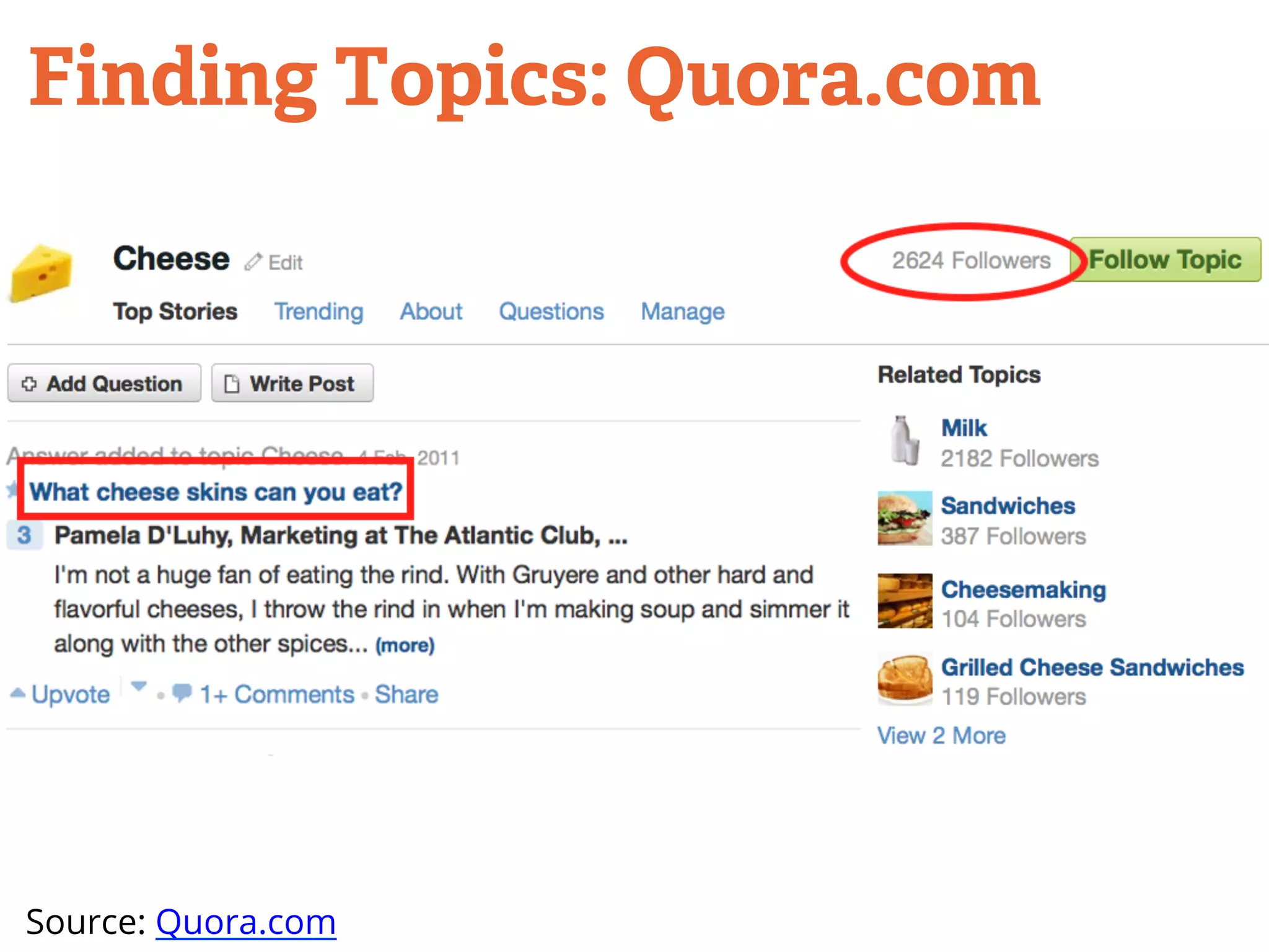 Finding Topics: Quora.com 
Source: Quora.com 
 