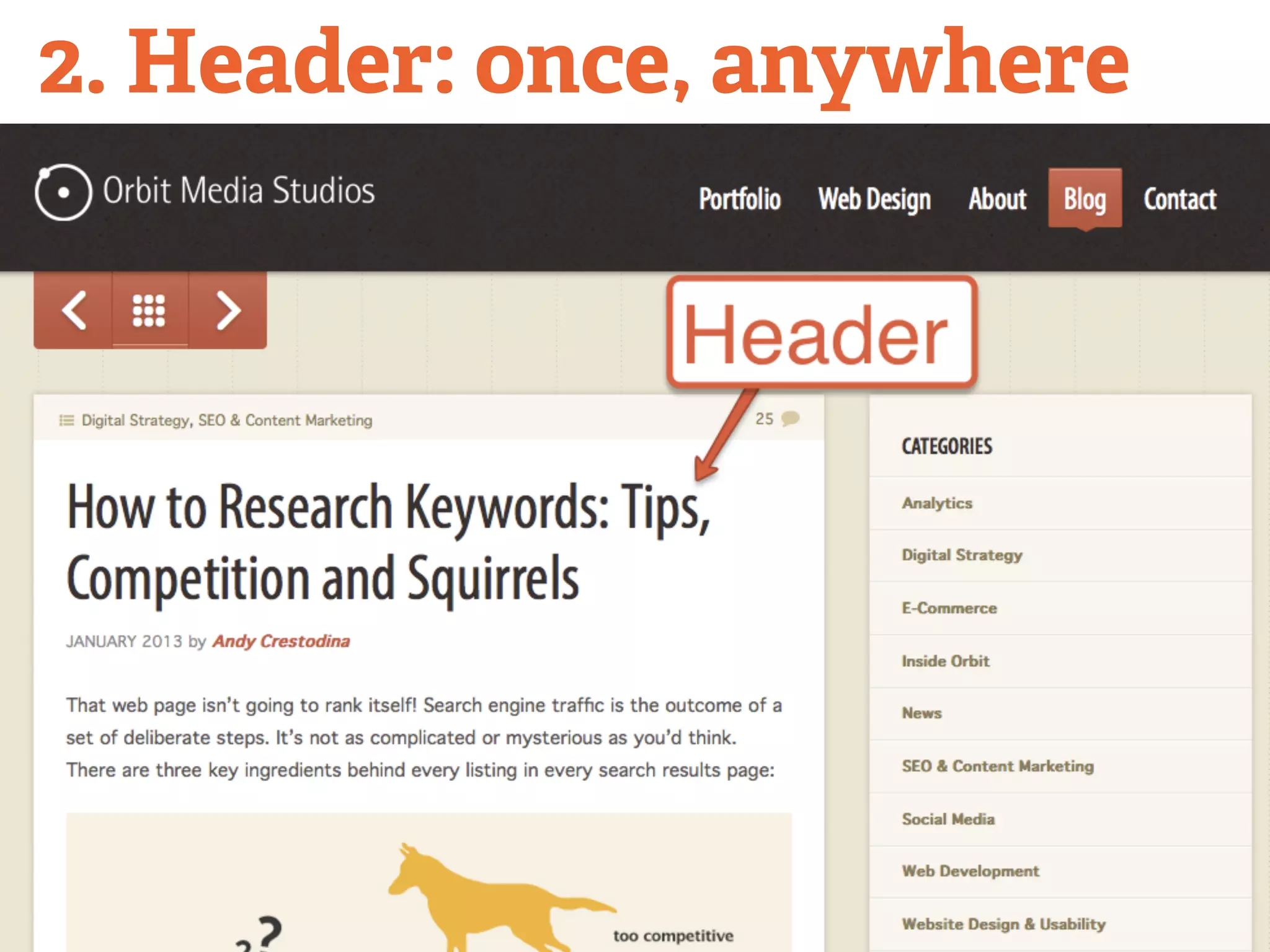 2. Header: once, anywhere 
 