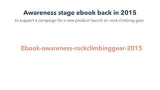 Ebook-awareness-rockclimbinggear-2015
Awareness stage ebook back in 2015
to support a campaign for a new product launch on rock climbing gear
 