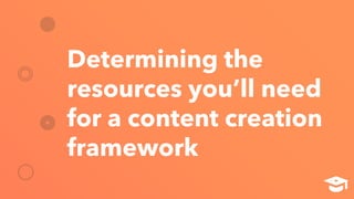 Determining the
resources you’ll need
for a content creation
framework
 