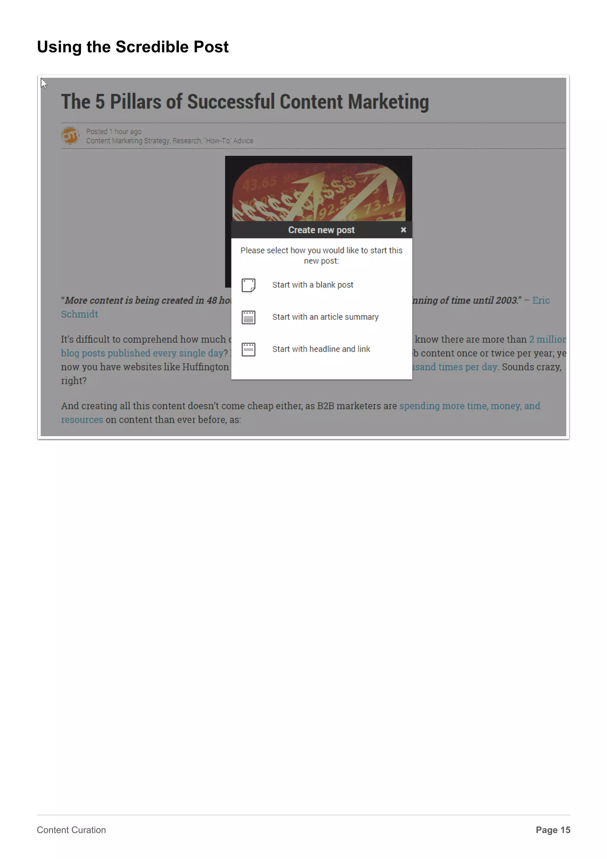 Visiting the webpage
Page 15Content Curation
 