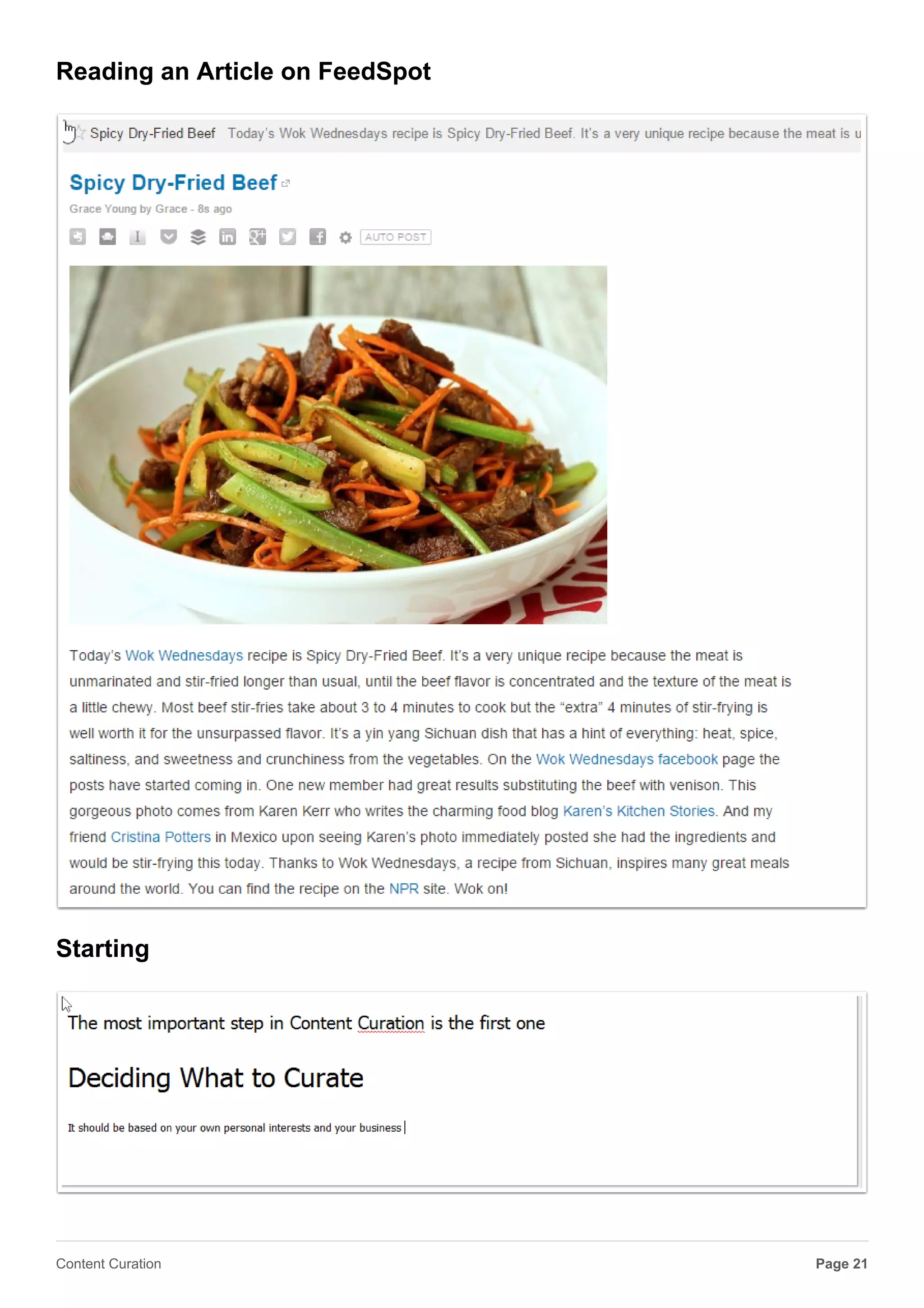 Sample Search
The new feeds
Page 21Content Curation
 