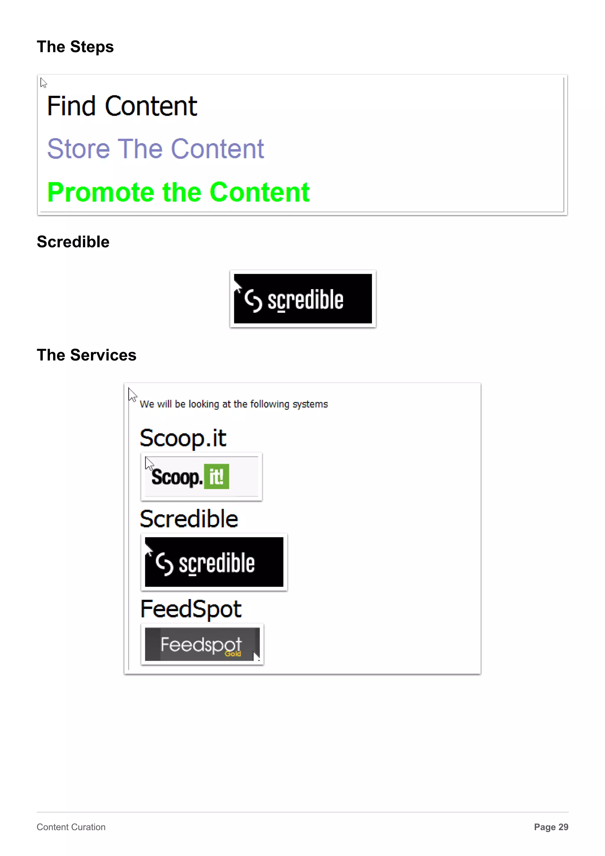 Promoting your friends
Scoop.it
FeedSpot
Page 29Content Curation
 