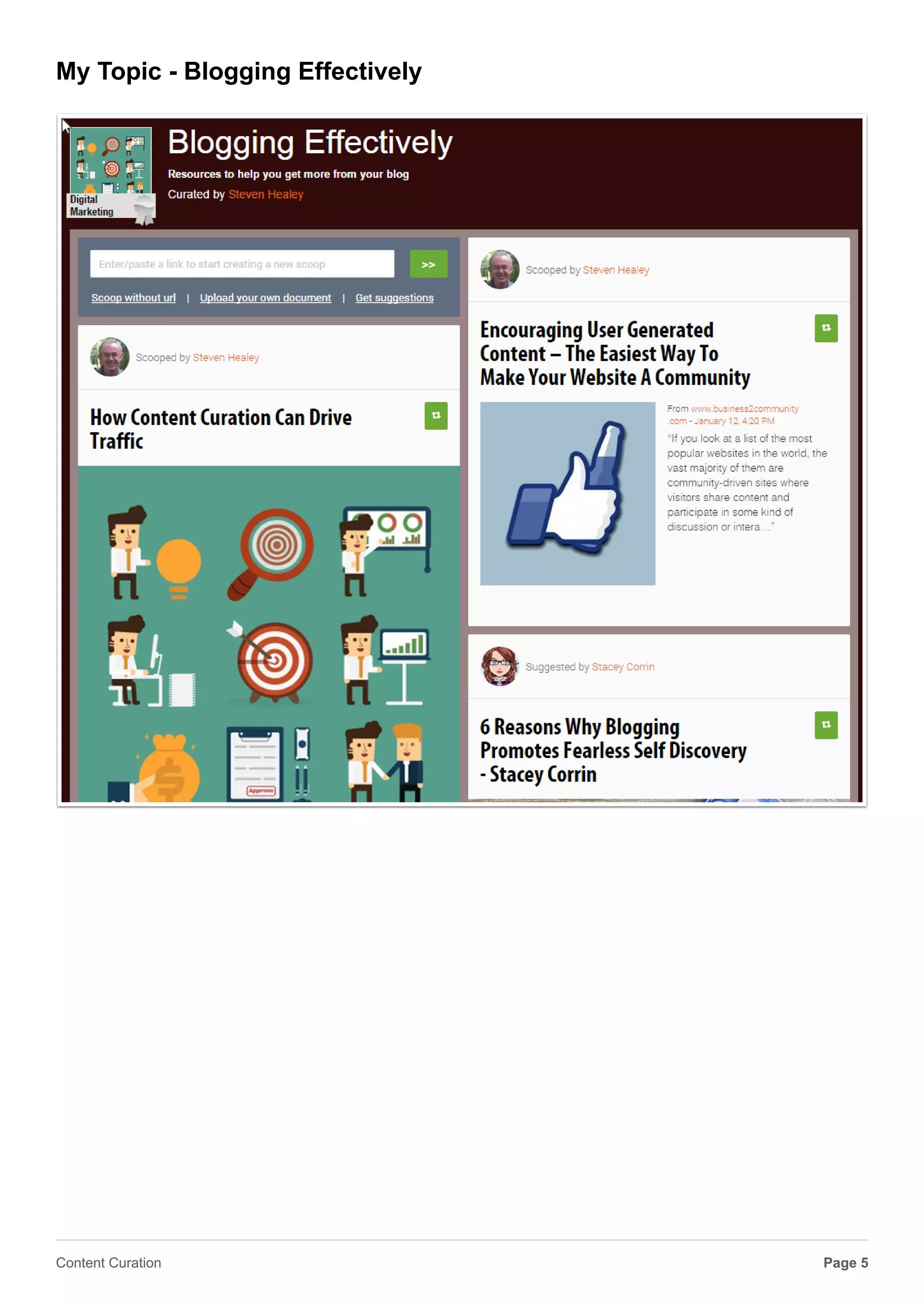 My Account
Page 5Content Curation
 