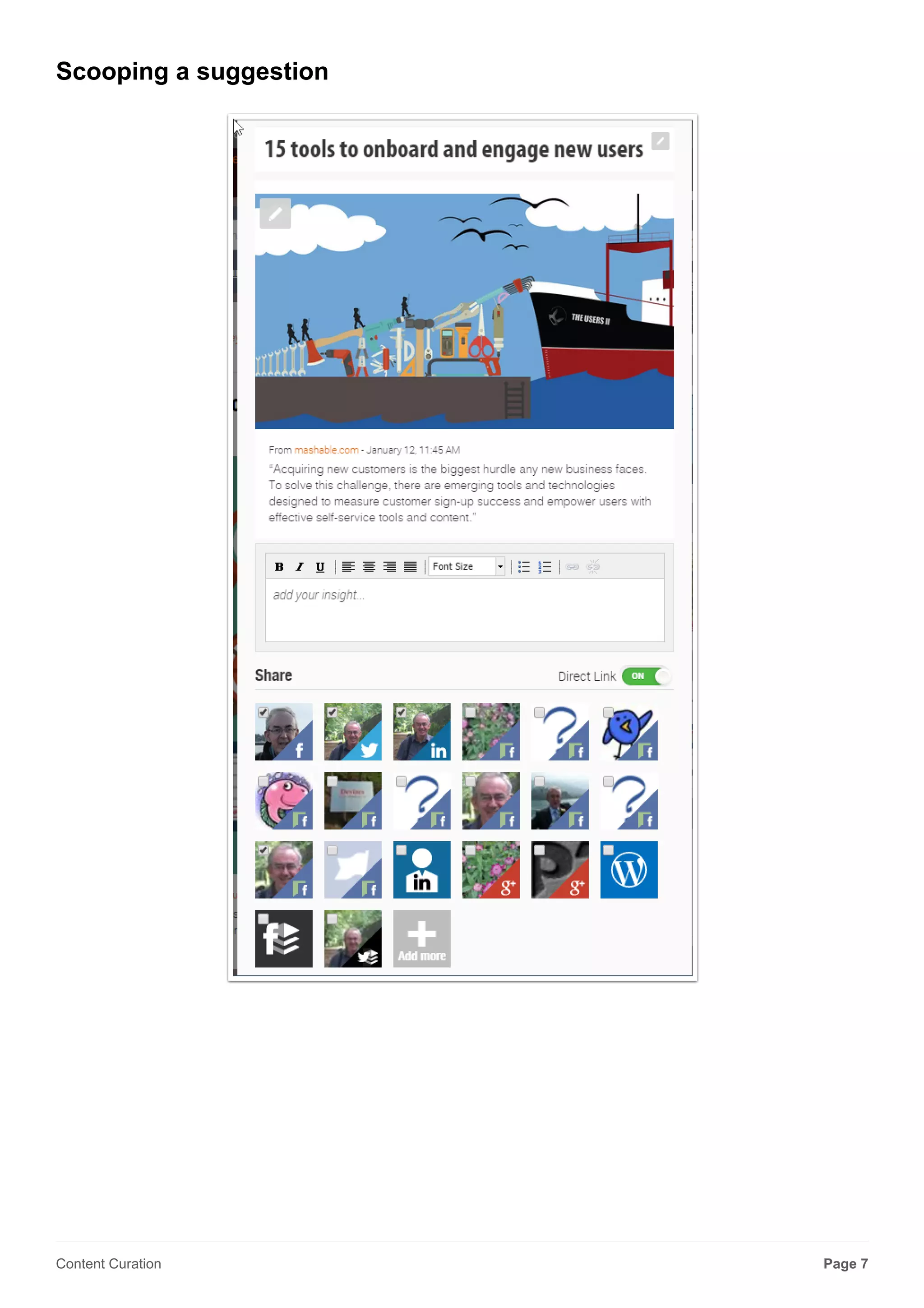 The Suggestions
Page 7Content Curation
 