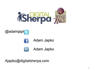 29
@adamjapko
Adam Japko
Adam Japko
Ajapko@digitalsherpa.com
 