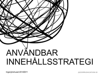 ANVÄNDBAR
INNEHÅLLSSTRATEGI
Ingenjörshuset 20140611
 