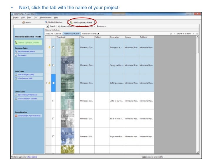 Editing existing items in CONTENTdm's Project Client