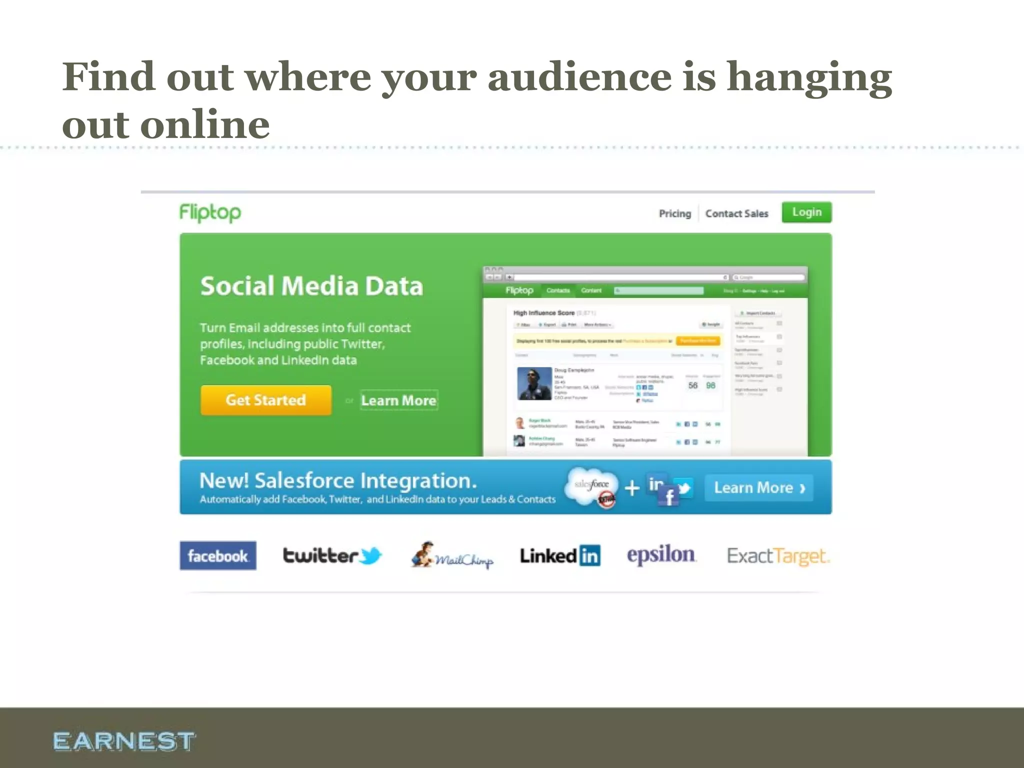 Find out where your audience is hanging
out online
 