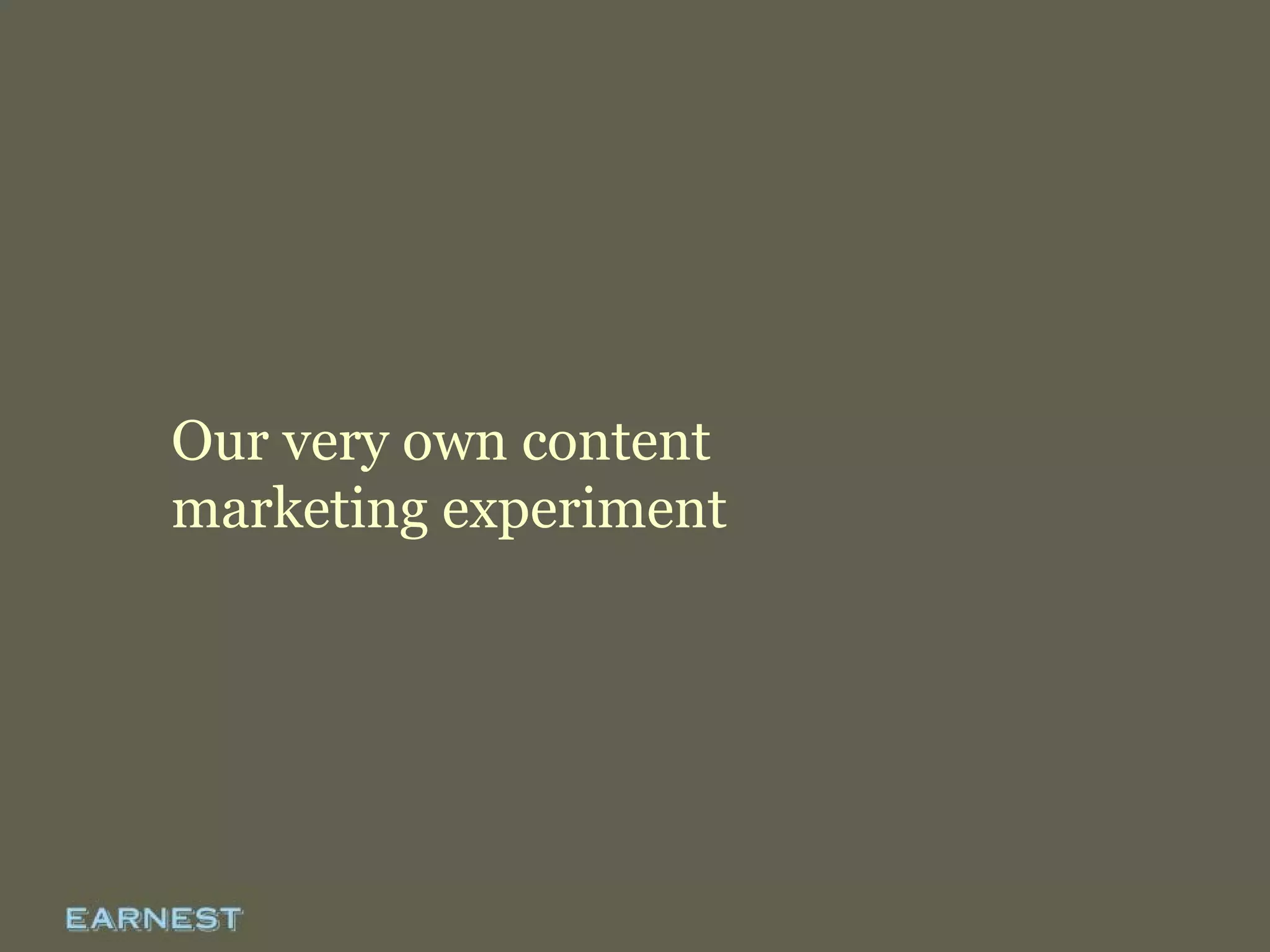 Our very own content
marketing experiment
 