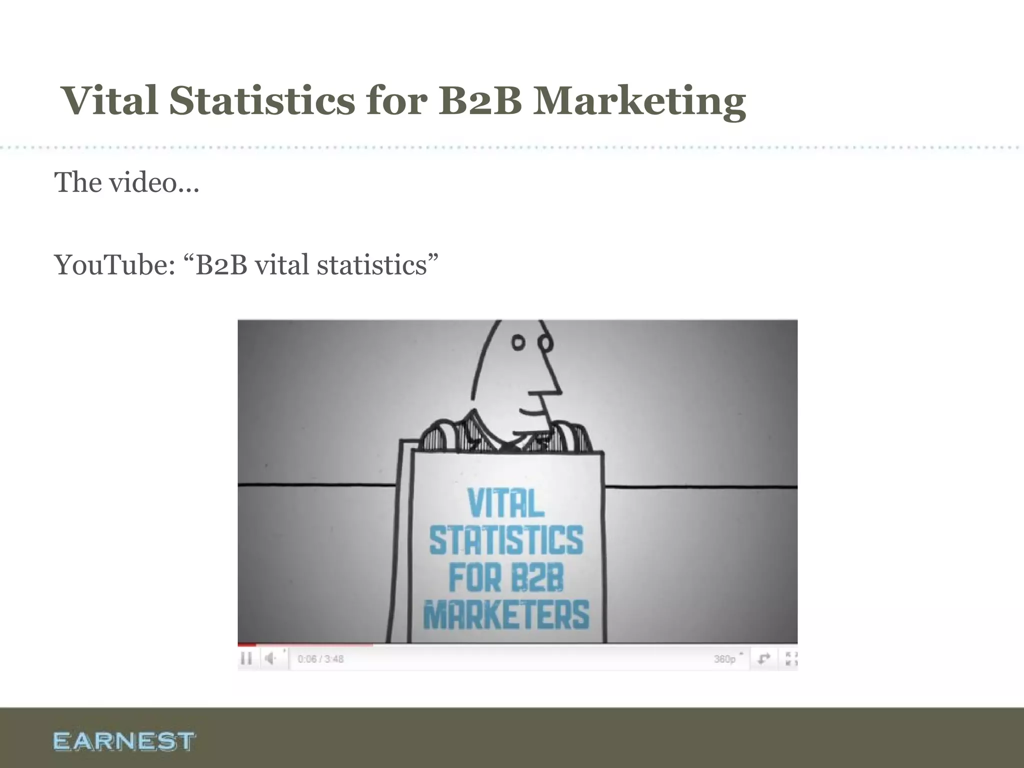 Vital Statistics for B2B Marketing
The video...
YouTube: “B2B vital statistics”
 