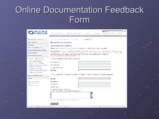 Online Documentation Feedback Form 