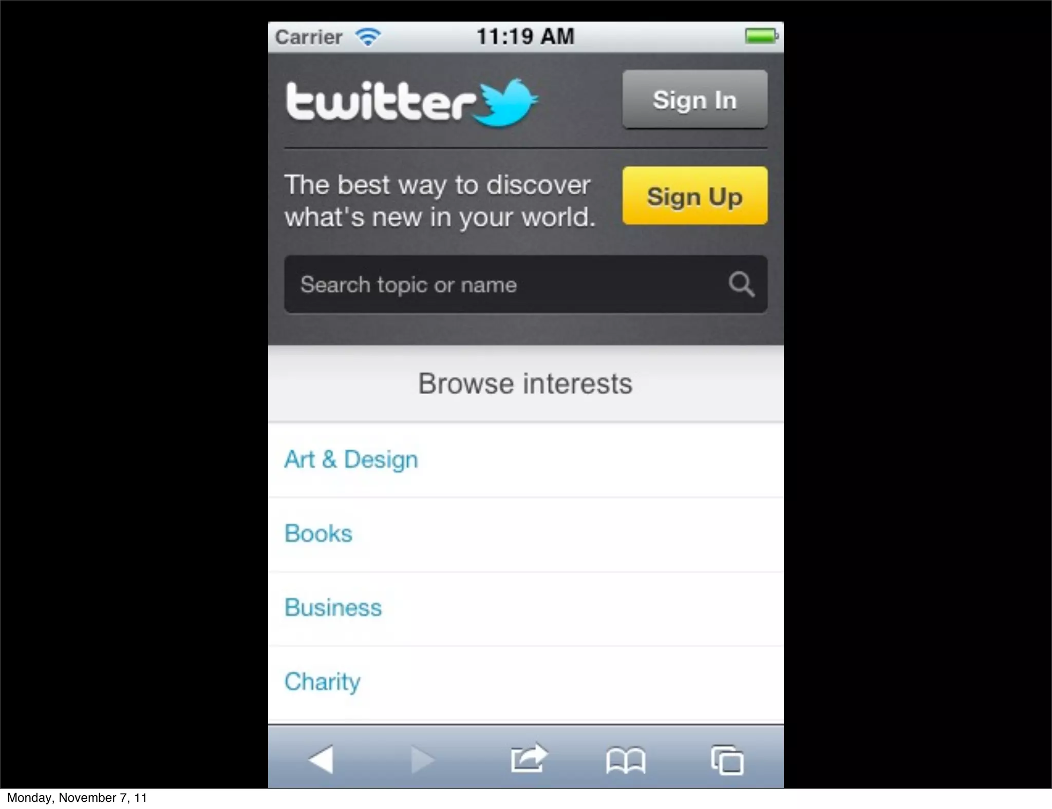 Monday, November 7, 11
 